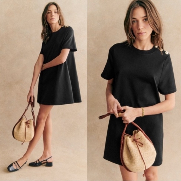 SEZANE  Woven Crochet Raffia & Leather Drawstring Crossbody Zelie Bucket Bag - Picture 3 of 11